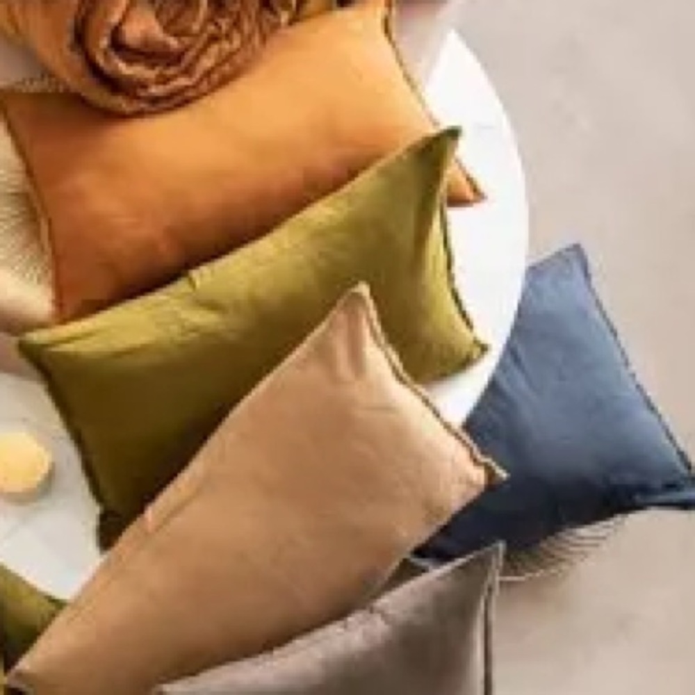 HAOMY Viti II European Flax linen pillow Fringe pillow shams 3 Set yellow green